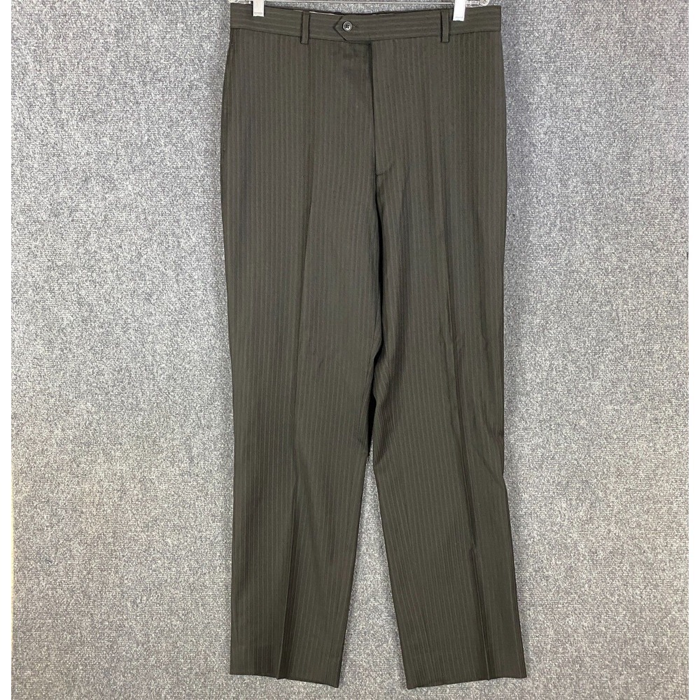 Wilke Rodriguez Slacks Men's 42/36 100% Wool Gray Striped Adults‎ Dress Pants